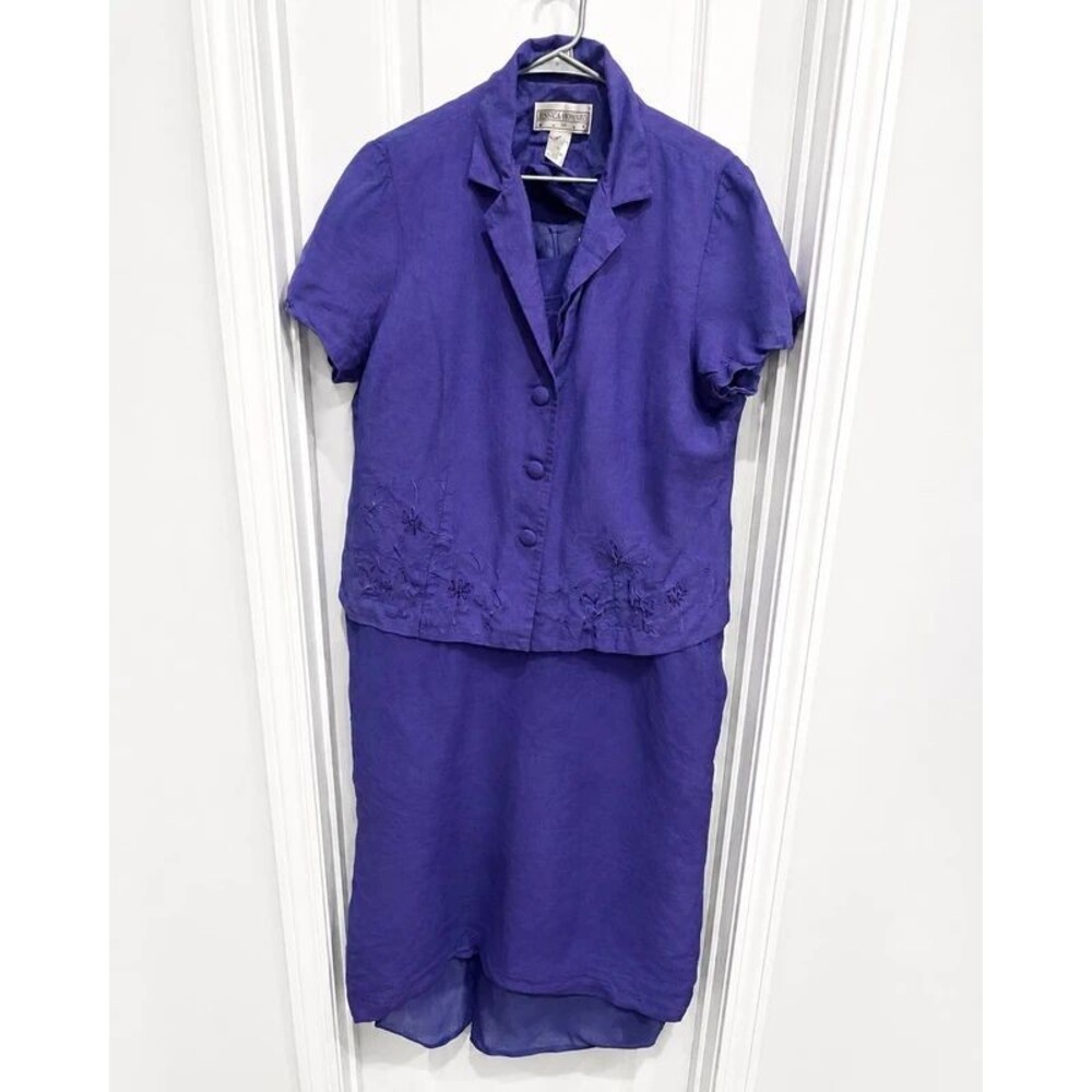 Jessica Howard Woman Purple 2 Piece Dress Set Size 20 Sleeveless Dress & Jacket